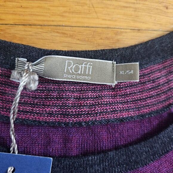 Raffi 100% Extra Fine Merino Wool Men's Size XL Crew Neck Sweater Purple - Picture 3 of 6